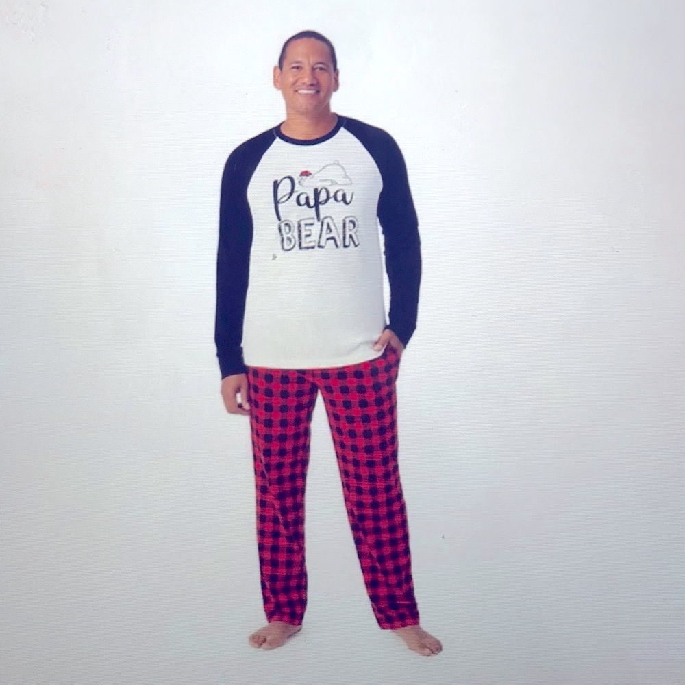 Cuddl Duds Men Polar Bear Pajama Shirt and Pajama Bottom Set - Papa Bear Small